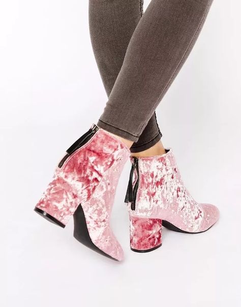 21 #Vegan boots for winter: Eluxe Magazine Pink Velvet Boots, Velvet Boots, Vegan Boots, Vegan Fashion, Gorgeous Shoes, Vegan Shoes, Dream Shoes, Heeled Ankle Boots, Latest Fashion Clothes