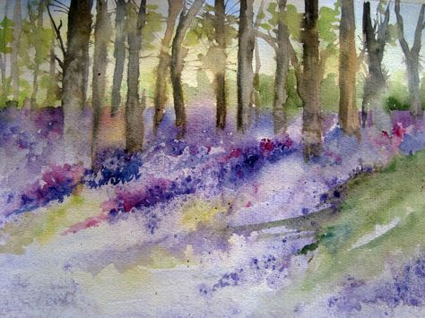 Watercolour Florals: April 2013 Blue Bell Woods, Bluebell Woods, Watercolour Florals, Watercolour Flowers, Painting Flowers, Watercolor Inspiration, Watercolor Landscape, Abstract Watercolor, Abstract Landscape