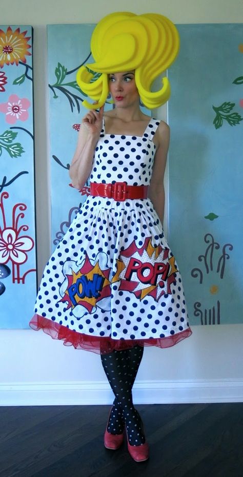 Cassie Stephens: What the Art Teacher Wore #121 and Art Room Craziness Diy Pop Art Costume, Art Themed Costumes, Pop Art Outfit Ideas, Art Teacher Halloween Costumes, Pop Art Costume Outfit, Art Costume Ideas, Costume Party Ideas Outfits, Pop Art Outfit, Pop Art Kostüm