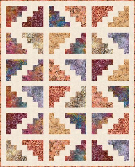 Countryside Trail Free Pattern: Robert Kaufman Fabric Company Jelly Roll Quilts, Southwestern Quilts, Strip Quilt Patterns, Southwest Quilts, Jelly Roll Patterns, Lap Quilt Patterns, Log Cabin Quilt Blocks, Boho Quilt, Jelly Roll Quilt Patterns