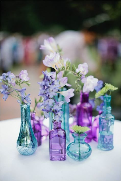 Summer Wedding Centerpieces, Blue Vases, Peacock Theme, Peacock Wedding, Summer Wedding Colors, Lovely Lavender, Lavender Wedding, Favorite Flowers, Deco Floral