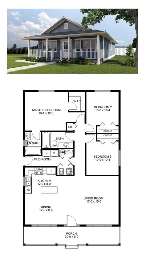 COOL House Plan ID: chp-46185 | Total Living Area: 1260 SQ FT, 3 bedrooms and 2 bathrooms. #bestselling Rustic Cabins, Barn Houses, Cottage Plans, Base Building, House Plans One Story, Farm Houses, Barn Plans, Cottage Plan, House Plans Farmhouse