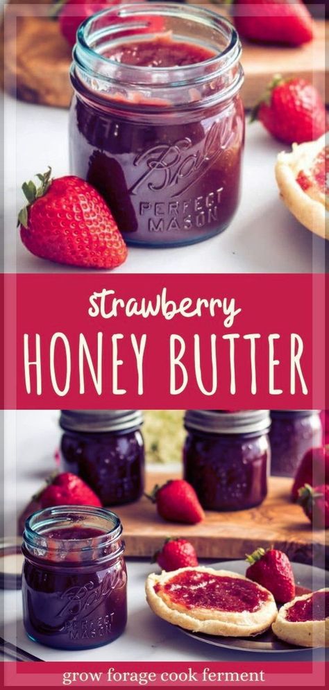 Strawberry Jam No Pectin, Strawberry Honey Butter, Rhubarb Butter, Make Strawberry Jam, Butter Recipes Homemade, Homemade Preserves, Jam Strawberry, Strawberry Honey, Honey Butter Recipe