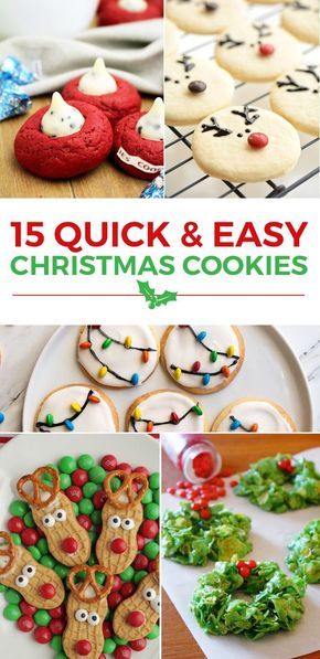 15 Quick and Easy Christmas Cookies #easycookies #christmas #christmascookies #baking #food #foodblogger Christmas Cookies Kids, Easy Christmas Cookies, Easy Holiday Cookies, Christmas Cookie Recipes Holiday, Cookie Recipes For Kids, Christmas Baking Cookies, Jul Mad, Cute Christmas Cookies, Easy Christmas Treats