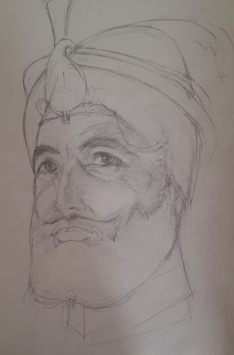 Pencil sketch Sikh Gurus Guru Gobind Singh Ji Drawing, Guru Gobind Singh Ji Sketch, Manpreet Kaur, Baba Deep Singh Ji, Guru Gobind Singh Ji, Buddha Painting Canvas, Nanak Dev Ji, Guru Gobind Singh, Belated Birthday Card