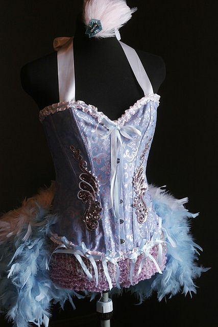 Saloon Girl Dress, Burlesque Corset, Saloon Girls, Corset Costumes, Burlesque Costumes, Feather Skirt, Blue Corset, Burlesque Costume, Circus Costume