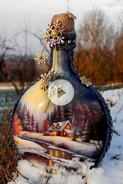 Bottle Art Ideas, Craft Bottle, Art Bottle, Recycled Wine Bottles, Plastic Bottle Art, Glass Bottle Diy, Diy Glass Bottle Crafts, Wine Glass Art, Wine Bottle Art