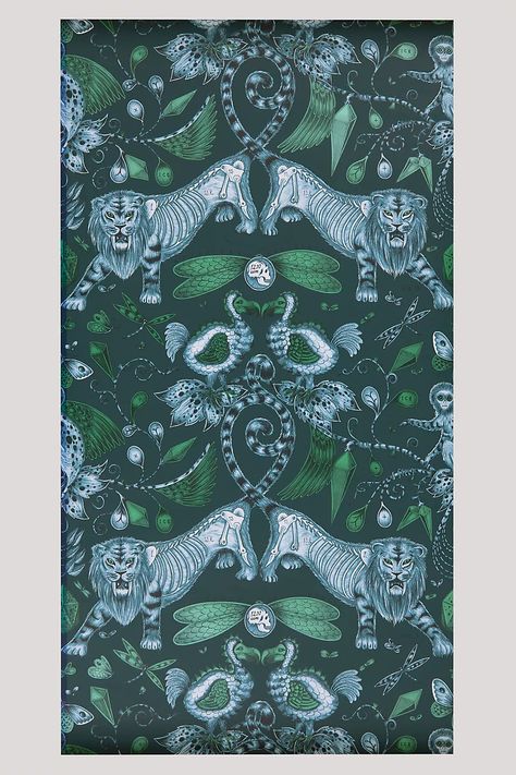 Emma J Shipley Extinct Wallpaper | Anthropologie UK Emma Shipley Wallpaper, Emma Shipley, Emma J Shipley, Navy Wallpaper, Fabric Houses, Wallpaper Size, Textured Wallpaper, Pattern Names, Wallpaper Samples