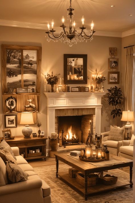 20 Country Living Room Decorating Ideas – The Crafty Hacks Old World Style Living Room, Old Money Aesthetic Living Room, Cosy Cottage Living Room English Country, Country Fireplace Ideas, Country Living Room Decorating Ideas, Cozy Vintage Living Room, Vintage Farmhouse Living Room, Farmhouse Chic Living Room, Country Cottage Living Room