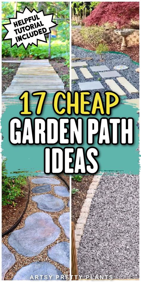 Upgrade your yard with a beautiful garden path! These 17 helpful tutorials show you how to make your own garden walk or pathway. These DIY ideas use several different methods including stepping stones, a gravel walkway, or wood chips. These ideas look great for the front of your house or in the backyard. Some are modern and other ideas are charming and more rustic. Take a look at all the affordable options and choose which of these pathways works best for your outdoor space. Backyard Stepping Stones Walkways, Creative Walkways Pathways, Deck Walkway Pathways, Stone Walking Path Backyards, Whimsical Garden Paths And Walkways, Step Stone Pathway, Stepping Stones In Gravel, Paver Walkway Design Ideas, How To Make Concrete Stepping Stones