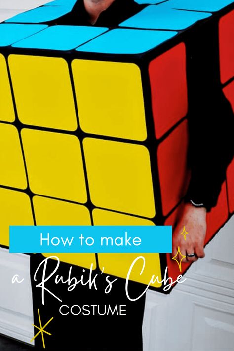 Learn how to make an easy Rubik's Cube Costume using a cardboard box, spray paint, and cardstock paper! This costume is easy but turns out so cool! Rubik's Cube Costume, Rubiks Cube Costume, Rubric Cube, Halloween Movies To Watch, Box Costumes, Rubix Cube, Homeschool Projects, Diy Pinata, Costume Tutorial