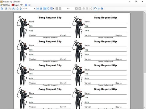 Request Slip Generator v2.0.1- Generate song request slips for Karaoke & DJs. https://www.oldergeeks.com/downloads/file.php?id=3175  #karaoke #DJ #DJs #bars Karaoke Sign Up Sheet, Karaoke Sign, Dj Ideas, Trigonometry Worksheets, Earth Day Coloring Pages, Xmas Sweaters, Calendar Word, Karaoke Night, Butter Brownies