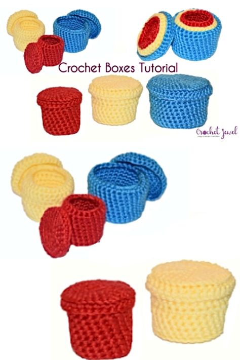 How to Crochet Box Containers Tutorial #crochet #crocheteasy #crochetbox #crochetpattern #crochetpatterns #crochetbowl #crochetboxes #crochetbasket Crochet Box With Lid Free Pattern, Crochet Container, Crochet Thread Patterns, Scrap Crochet, Crochet Stitches Chart, Crochet Basket Pattern Free, Crochet Bowl, Crochet Box, Crochet Baskets