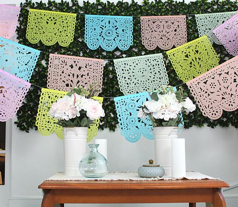 Mexican Papel Picado Pastel Colors 5 PK Fiesta Birthday - Etsy Mexican Parties, Picado Banner, Mexican Papel Picado, Mexican Birthday Parties, Mexican Birthday, Fiesta Birthday, Mexican Party, Traditional Mexican, Mexican Wedding