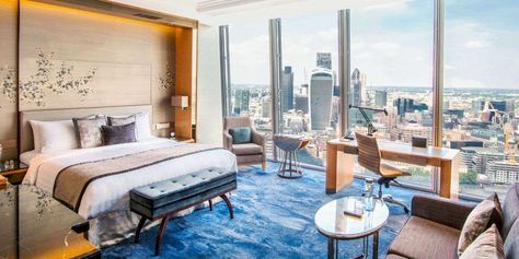 #travel: The Best #Hotels in #London to #Book If You’re Heading Across the #Pond. Shangri La Hotel London, Luxury Hotel Bedroom, The Shard London, Hotel Suite Luxury, Stunning Hotels, Shangri La Hotel, Modern Luxury Bedroom, Sanctuary Bedroom, Renzo Piano