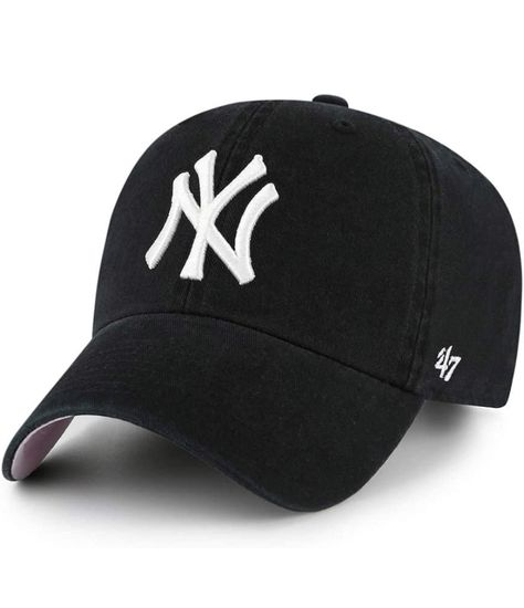 Clean Up Cap Yankee Hat, New York Yankee Hat, Yankees Hat, Black Cap, New York Rangers, 47 Brand, Black White Pink, Boston Red Sox, Baseball Caps