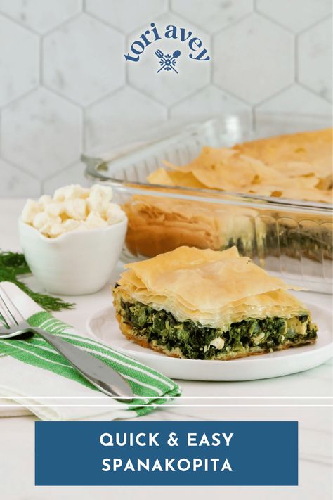 Easy Spanakopita Recipe - This Greek-inspired spinach and feta pie is simply delicious. Includes a step-by-step video for great results every time! #spanakopita #greekrecipes #mediterraneanrecipes #TorisKitchen #ToriAvey Easy Spanakopita, Spinach And Feta Pie, Feta Pie, Spanakopita Recipe, Shabbat Recipes, Phyllo Recipes, Greek Spinach Pie, Vegeterian Recipes, Food Boards