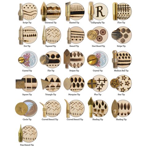 "Purchase Plaid® Wood Burning Mega Tip Set, 26ct. at Michaels. com. Mega set includes 26 high-quality replaceable wood burning tips and stamps for all wood burning projects. Mega set includes 26 high-quality replaceable wood burning tips and stamps for all wood burning projects. Imported. Details: 4.4\" x 0.8\" x 5.6\" package size 26 piece set Replaceable wood burning tips | Plaid® Wood Burning Mega Tip Set, 26ct. | Michaels®" Transfer Tips, Shading Tips, Beginner Wood Burning, Wood Burning Tips, Wood Slice Decor, Christmas Gift Inspiration, Wood Burning Techniques, Wood Burn Designs, Wood Burning Tool