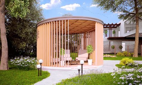 Classroom Architecture, Terrace Exterior, Modern Brick House, Modern Gazebo, Side Yard Landscaping, Timber Architecture, Nightclub Design, Pavilion Design, Modern Pergola