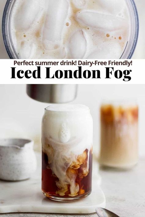 London Fog Tea Iced, Ice London Fog, Simple Cafe Food Ideas, Iced Tea Drinks Recipes, Easy Cold Drinks To Make, Coffee And Tea Recipes, Healthy Iced Drinks, Summer Cafe Drinks, Easy Tea Recipes