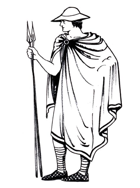 A rectangluar cloak made from wool that draped across one shoulder and fastened at the side. It was worn by men in Ancient Greece, often for military purposes. Ancient Greece Clothing, Ancient Greece Fashion, Women In Ancient Greece, Greece Drawing, Short Cloak, Ancient Greece History, Greek Drawing, Famous Clothes, Ancient Greek Clothing