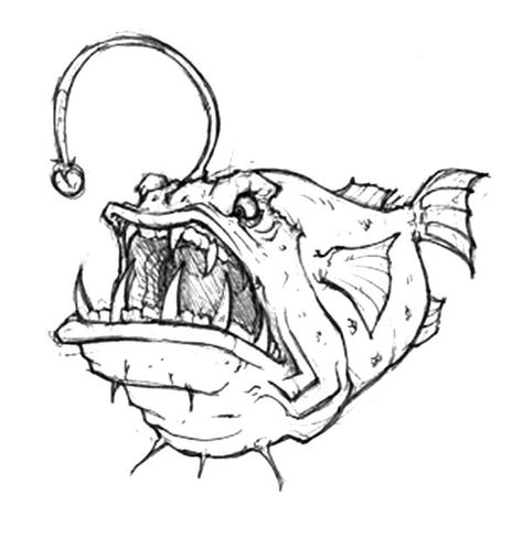 Angry Angler Fish Coloring Pages : Best Place to Color Angler Fish Drawing, Angle Fish, Fish Coloring, Fish Coloring Page, Fish Artwork, Drawing Heads, Dog Coloring Page, Angler Fish, Fish Drawings