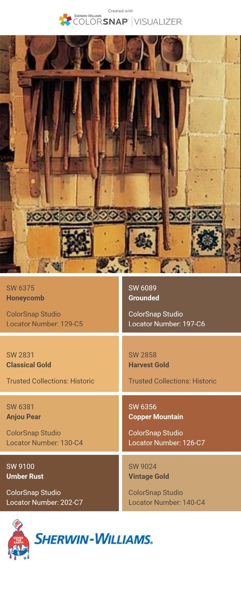 I just created this color palette with the Sherwin-Williams ColorSnap® Visualizer app on my Android phone. What do you think? You can learn more about ColorSnap Visualizer and get it on your phone free by visiting http://getcolorsnap.com. Sw Honeycomb Paint, Butternut Squash Paint Color, Sherwin Williams Honeycomb, Dutch Colonial Exterior, Burnt Orange Paint, Rust Color Paint, Stairwell Ideas, Paint Pallets, Orange Paint Colors