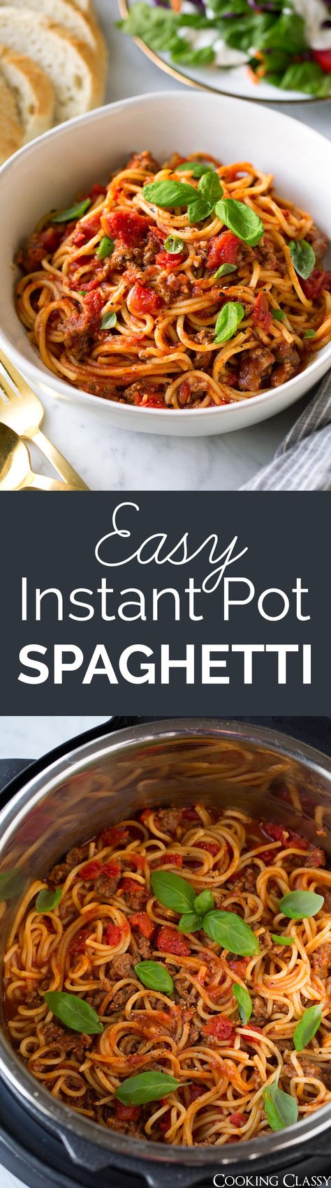 Instant Pot Spaghetti - super easy and super fast classic spaghetti with meat sauce. A great way to use your Instant Pot and clean up is a breeze! It may just become a family favorite! #instantpot #onepot #spaghetti #easyrecipe #dinner Multicooker Recipes, Spaghetti Easy, Meat Sauces, Instant Pot Spaghetti Recipe, Gf Pasta, Instapot Meals, Instant Pot Spaghetti, Pot Recipes Healthy, Easy Spaghetti