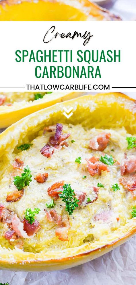 Creamy Spaghetti Squash, Homemade Carbonara, Traditional Carbonara, Creamy Carbonara Sauce, Spaghetti Squash Carbonara, Squash Carbonara, Healthy Spaghetti, Creamy Spaghetti, Pasta Substitute