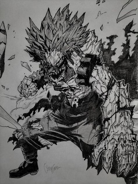 Red Riot Unbreakable Garou Sketch, Anatomy Sketches, Cyberpunk Character, Creepy Art, Anime Character Drawing, My Hero Academia Manga, Anime Sketch, Manga Illustration, Manga Drawing