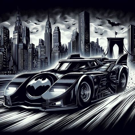 Batmobile Tattoo, Batmobile Drawing, Batmobile Comic, Batmobile Concept Art, Mortal Kombat Tattoo, Comic Pics, Bat Mobile, Three Jokers, Batman Car