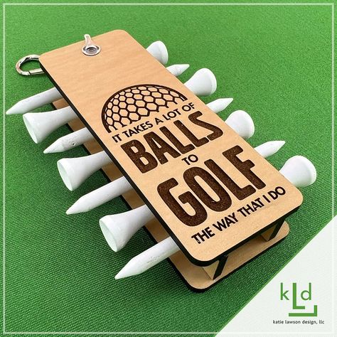 Golf Tee Holder Diy, Small Wood Gift Ideas, Glowforge Golf Ideas, Laser Engraving Ideas, Golf Tee Holder, Laser Crafts, Glowforge Ideas, Engraving Ideas, Open Range