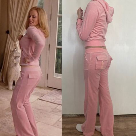 Tracksuit Outfit Women 2000s, 2000s Fashion Tracksuit, Juicy Culture Tracksuit, Y2k Juicy Couture Tracksuit, Light Pink Tracksuit, 2000 Juicy Couture, Light Pink Juicy Couture Tracksuit, Juicy Catore Track Suit Outfit, Juicy Couture Tracksuit Outfit Ideas