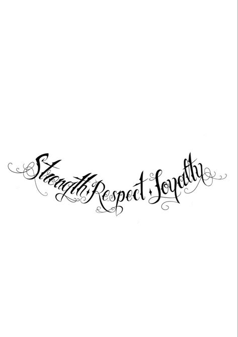 Strength Loyalty Respect Tattoo, Collar Bone Tattoo Stencil, Respect Tattoo Design, Loyalty Tattoo Designs, Chest Tattoo Lettering, Bambi Tattoo, Tattoos Stencil, Respect Tattoo, Loyalty Tattoo