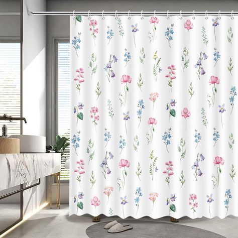 PRICES MAY VARY. 【Suitable Size】W72”× L72”/ 180cm x 180cm.The watercolor floral shower curtain fits most bath shower stalls or bathrooms,This size shower curtain can do well of dry and wet separation. 【Package】Include 1 watercolor floral shower curtain, free 12 Strong plastic Hooks & Easy to Install, An excellent choice for bath and shower stalls in your bathroom, home, apartment, sports club, gym and anywhere else you need a reliable shower curtain, and perfect for your camp trailer. 【High-Qual