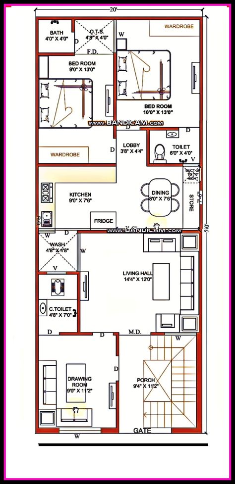 18x60 House Plans, 20x50 House Plans East Facing, 20x50 House Plans, House Plans East Facing, Unique Barndominium, 20 50 House Plan, Plot Design, Smart House Plans, Home Map Design