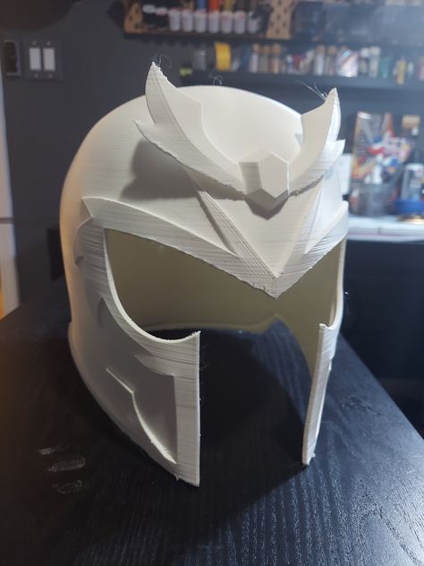 Magneto Life-Size Raw 3D Printed Helmet - Collectible Cosplay Prop PLEASE READ BEFORE PLACING ORDER! Own a life-size, wearable Magneto helmet with this raw 3D printed collectible, perfect for adult cosplay and display. This helmet measures 8.5 x 10 x 8.5 inches, offering a true-to-life 1:1 scale replica. Key Features: Life-Size Replica: 1:1 wearable helmet, meticulously 3D printed for accuracy and detail. Raw Print: This helmet comes as a raw print, meaning no sanding or painting has been done. Bhagwan Drawing, Magneto Helmet, Metal Shaping, Cosplay Props, Woodworking Ideas, Cosplay Ideas, Life Size, Adult Costumes, 3d Printed