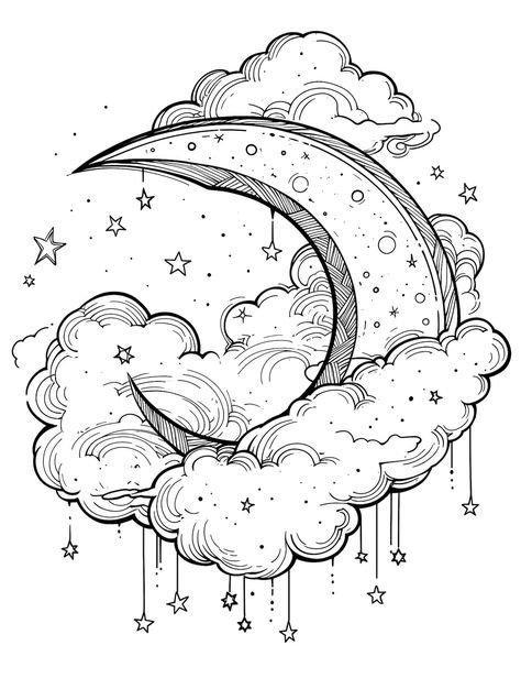 Moon and stars coloring page Scooby Doo Coloring Pages, Our Mindful Life, Moon Coloring Pages, Star Doodle, Witch Coloring Pages, Star Coloring Pages, Bunny Coloring Pages, Cat Doodle, Coloring Supplies