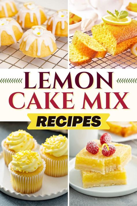 These lemon cake mix recipes are a shortcut to dessert! From cookies to bundt cake to cupcakes, there are plenty of treats you can make with lemon cake mix. What To Make With Lemon Cake Mix Baking, Easy Dessert Recipes Lemon Cake Mixes, Duncan Hines Lemon Cake Mix Recipes, Desserts Using Lemon Cake Mix Boxes, Lemon Supreme Cake Mix Recipes, Lemon Box Cake Mix Recipes Duncan Hines, Lemon Cake Mix Ideas, Lemon Muffins From Cake Mix Recipes, Recipes With Lemon Cake Mix Boxes