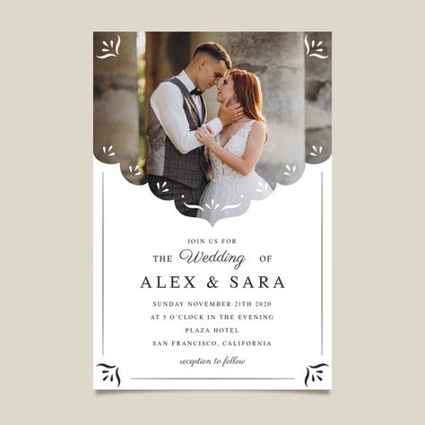 Wedding Card With Photo, Wedding Invitation With Photo, Wedding Guest Etiquette, Template Wedding Invitation, Wedding Invitations With Pictures, Floral Wedding Stationery, Engagement Invitation Template, Invitation With Photo, Wedding Thanks