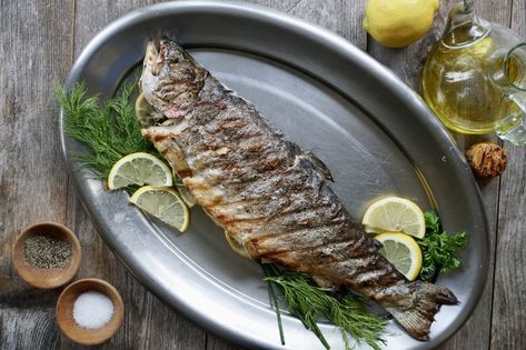 Grilled Whole Rainbow Trout - Weekend at the Cottage Whole Rainbow Trout Recipe, Fileting Fish, Rainbow Trout Recipe, Easy Mashed Sweet Potatoes, Mediterranean Cauliflower, Homemade Gravy Recipe, Garlic Dill Pickles, Trout Recipe, Cottage Recipes