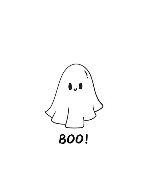 Kon's pins Halloween Tiny Drawings, Cute And Easy Halloween Drawings, Boo Ghost Tattoo, Cute Ghosts Drawings, Happy Halloween Drawings, How To Draw Ghost, Simple Ghost Drawing, Ghost Svg Free, Ghost Drawing Cute