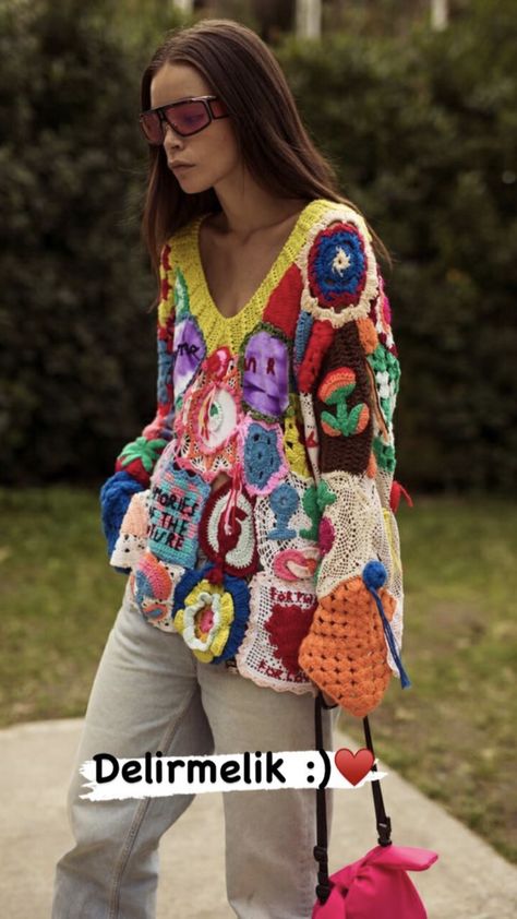 Fashion Week Outfit, Mode Crochet, Colorful Crochet, Freeform Crochet, Knitwear Fashion, Knit Fashion, Knitting Inspiration, Crochet Fashion, Crochet Sweater