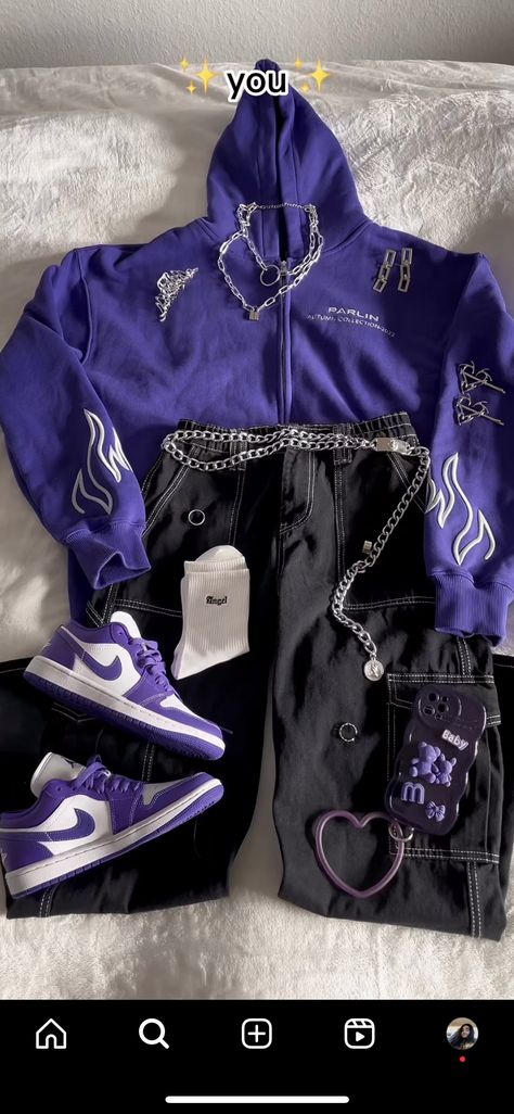 Black Streetwear Outfit, Refined Fashion, Fasion Outfits, Jordan Outfits, Purple Outfits, Hipster Outfits, Black Streetwear, Alternative Outfits, Really Cute Outfits