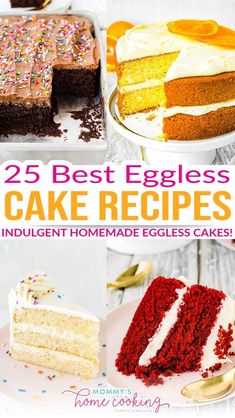 Cake Recipes Eggless, Cake Recipes Homemade, Eggless Cake Recipes, Cake Without Eggs, Easy Sponge Cake Recipe, Egg Free Cakes, Egg Free Baking, Delish Cakes, Eggless Chocolate Cake