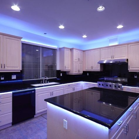 Kitchen Led Lighting, Kabinet Dapur, Dream Kitchens Design, Future Apartment Decor, Dream House Rooms, Luxury Kitchen Design, Led Strip Light, Kitchen Room Design, Dream Apartment