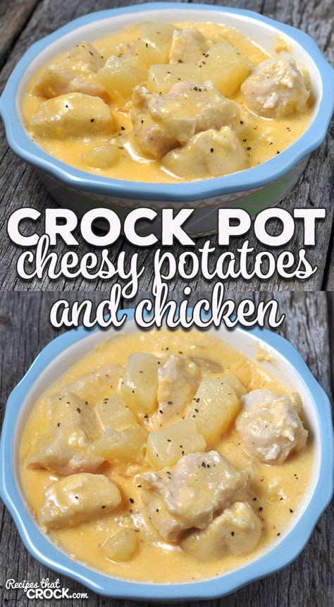 Chicken And Potatoes Crock Pot, Cheesy Chicken And Potatoes, Potatoes Crock Pot, Cheesy Potatoes Crock Pot, Potatoes And Chicken, Crock Pot Ideas, Chicken Crockpot Recipes Easy, Crockpot Ideas, Chicken And Potatoes