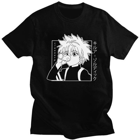 Anime Fits, Killua Zoldyck, Anime Clothes, Anime Accessories, Anime Merch, Uss Enterprise, Tee Shirt Homme, Anime Shirt, Green And Khaki