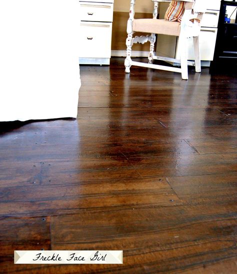 Freckle Face Girl-Faux Wood Floor with brown paper!  Amazing! Brown Paper Bag Floor, Paper Flooring, Paper Bag Flooring, Faux Wood Flooring, Diy Wood Floors, Reclaimed Wood Floors, Painted Wood Floors, Hardwood Floor Colors, Fake Wood