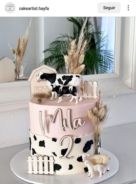 Boho Cow Cake, Rodeo Themed 1st Birthday Cake, Cow Theme Cake, Pink Farm Cake, Cow Print Birthday Cake, First Rodeo Birthday Cake, Cow Themed Cake, Rodeo Birthday Cake, First Rodeo Cake